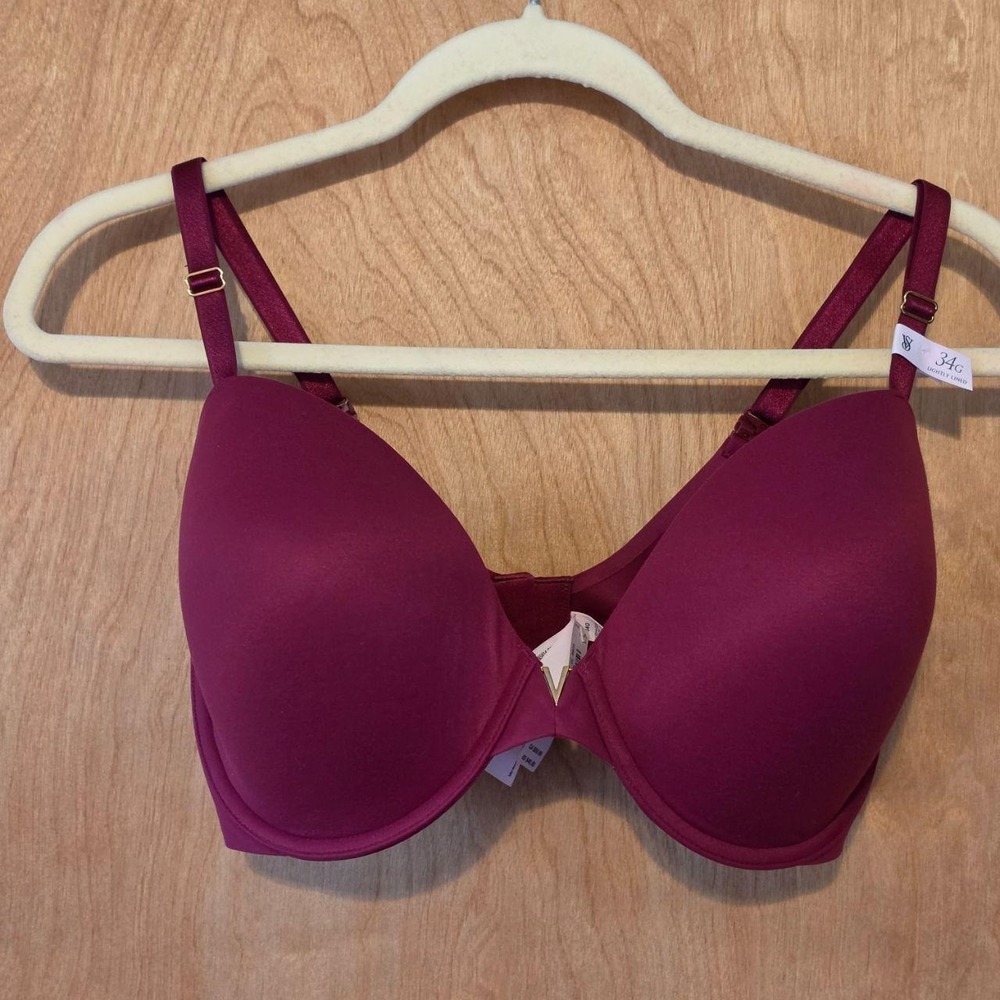 Victorias Secret Smooth T-Shirt Bra 34G Bordeaux Maroon 415814 Lightly Lined